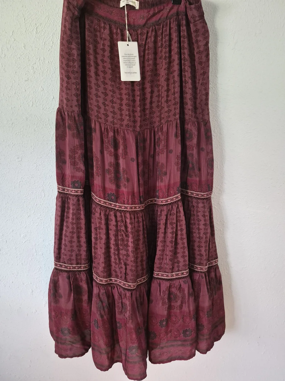 NWT Maison Hotel Josephine Skirt Château Bordeaux Tiered Maxi Skirt Size XL